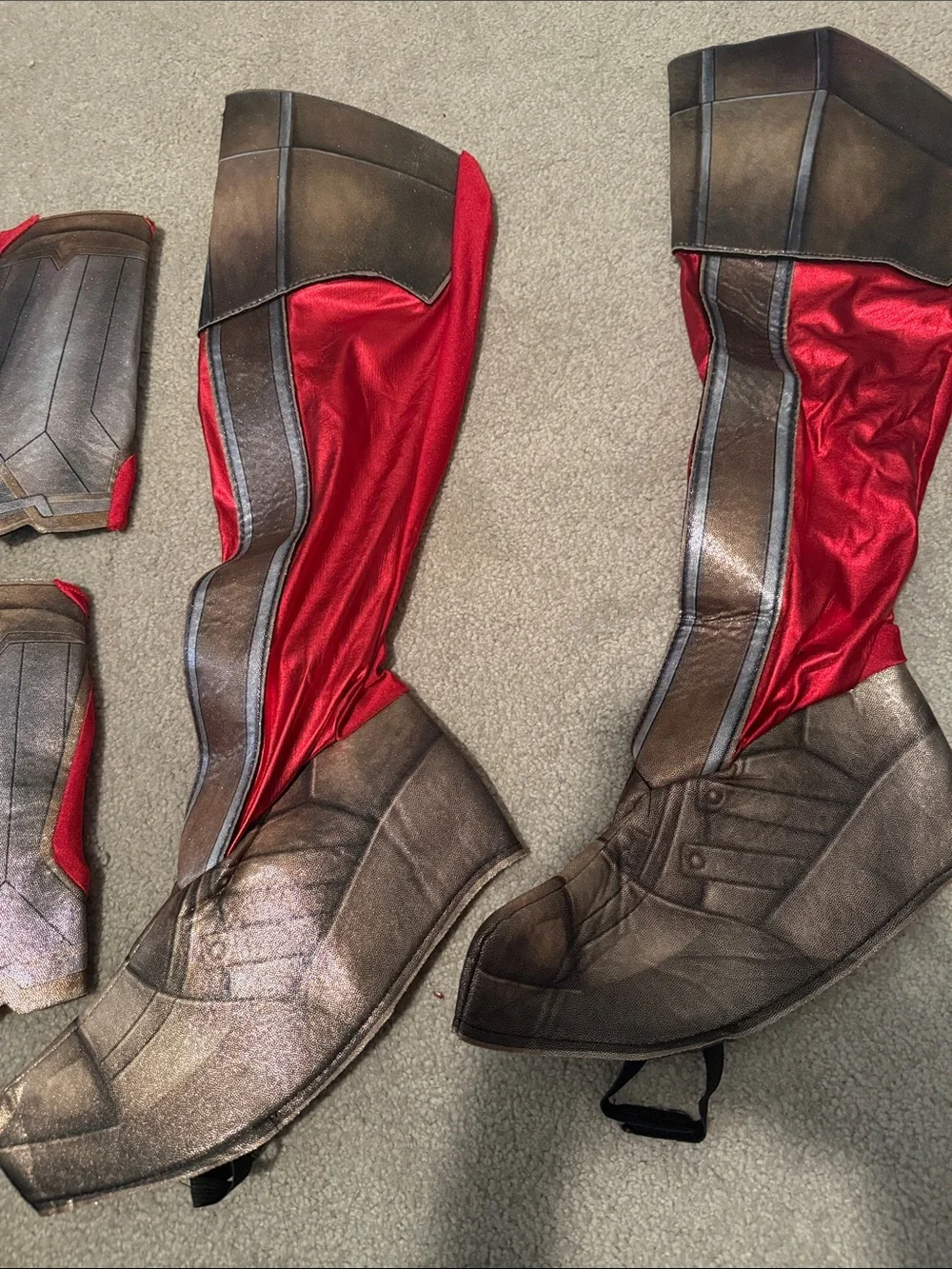 Wonder Woman Inspired Men's Costume Boot Covers in Bronze and Red